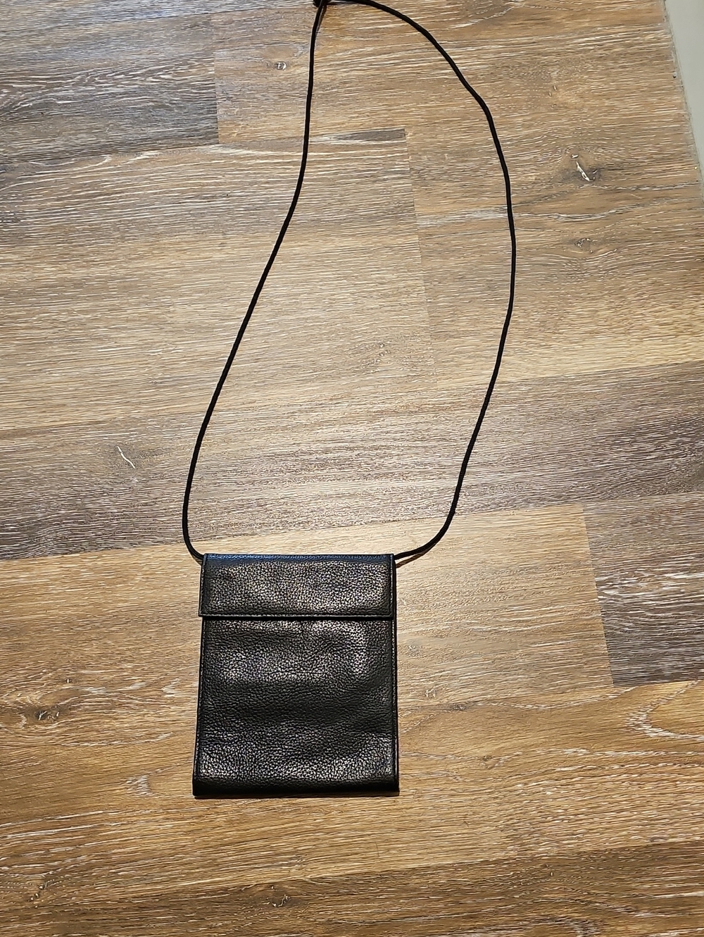 Women's Black Leather Crossbody Pouch - Minimal Hands-Free Carry